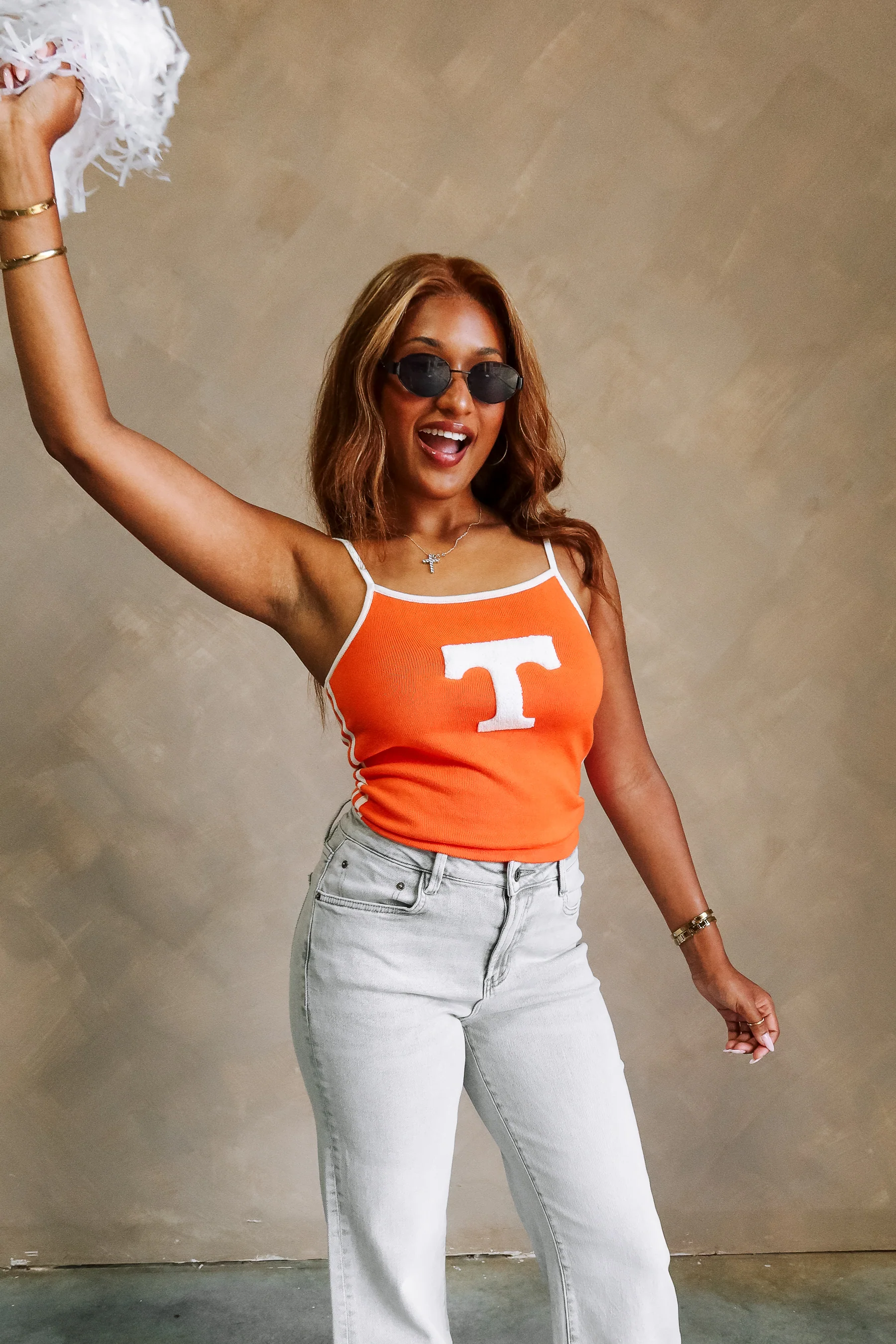 Danica Orange & White "T" Graphic Tank - Image 9