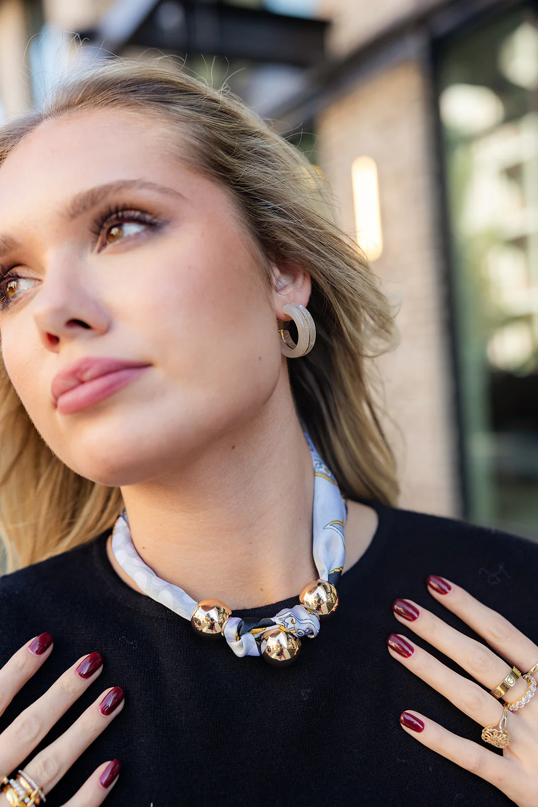Daniela Black Multi & Gold Scarf Necklace