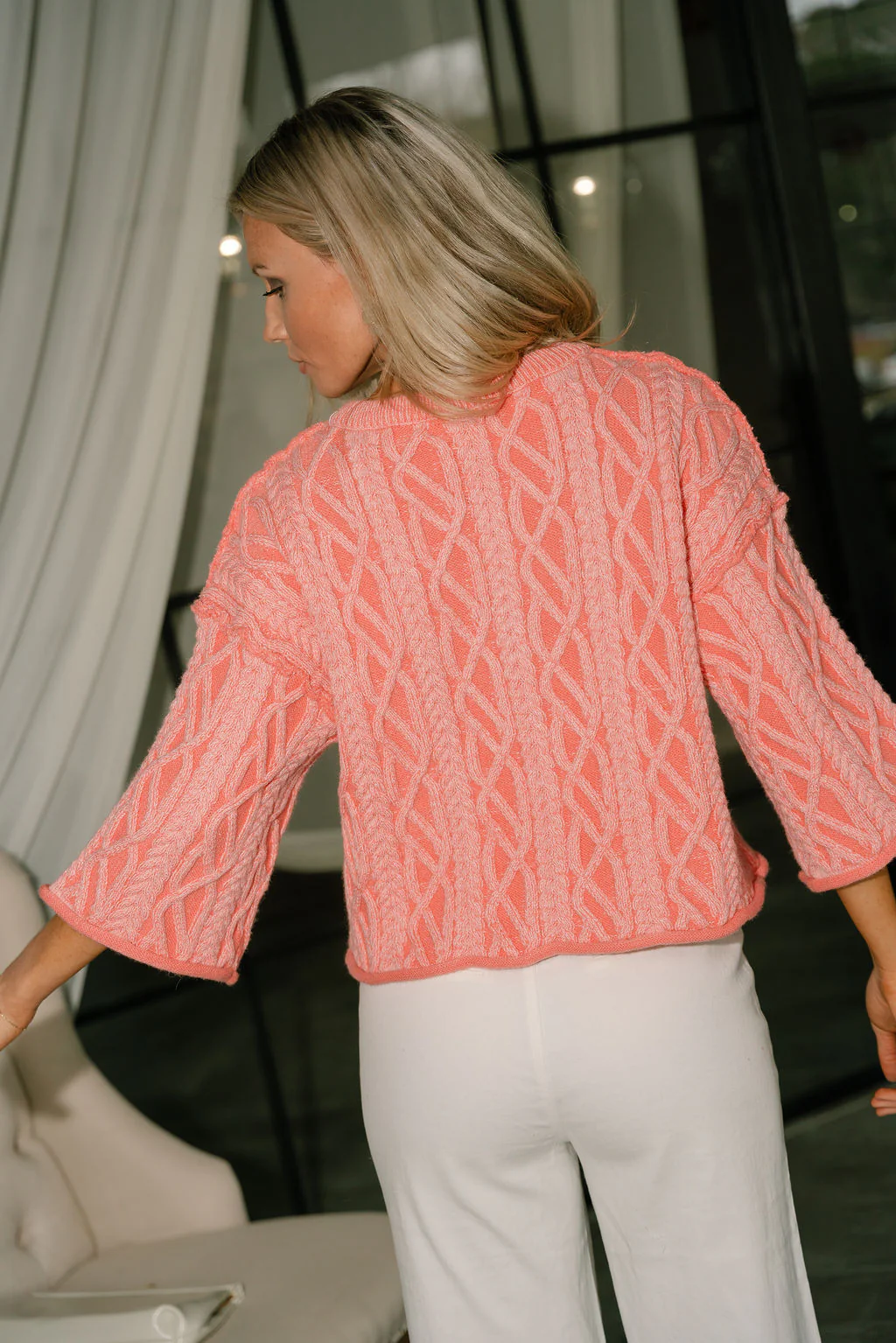 Daniela Coral Cable Knit Sweater - Image 4