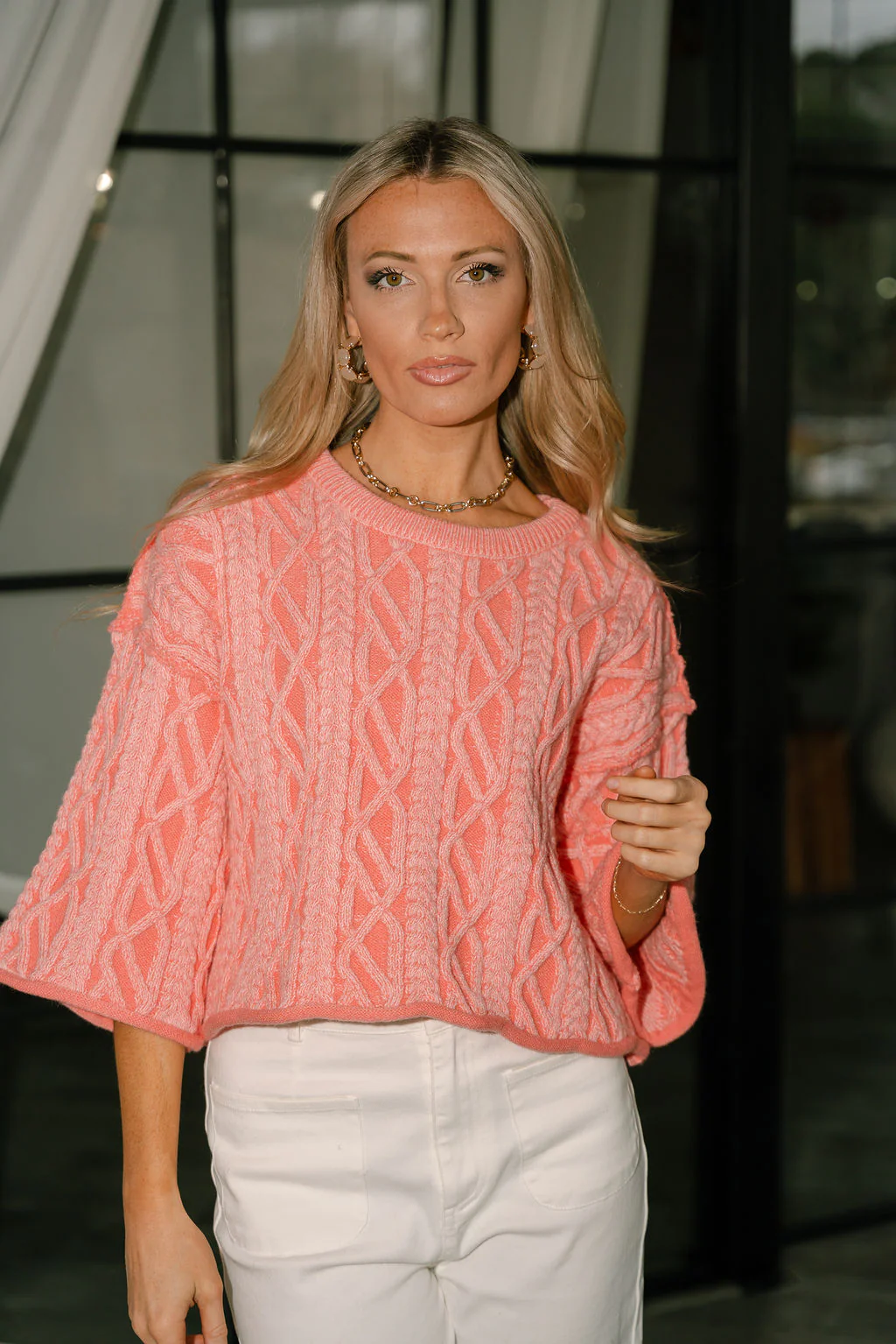 Daniela Coral Cable Knit Sweater - Image 6
