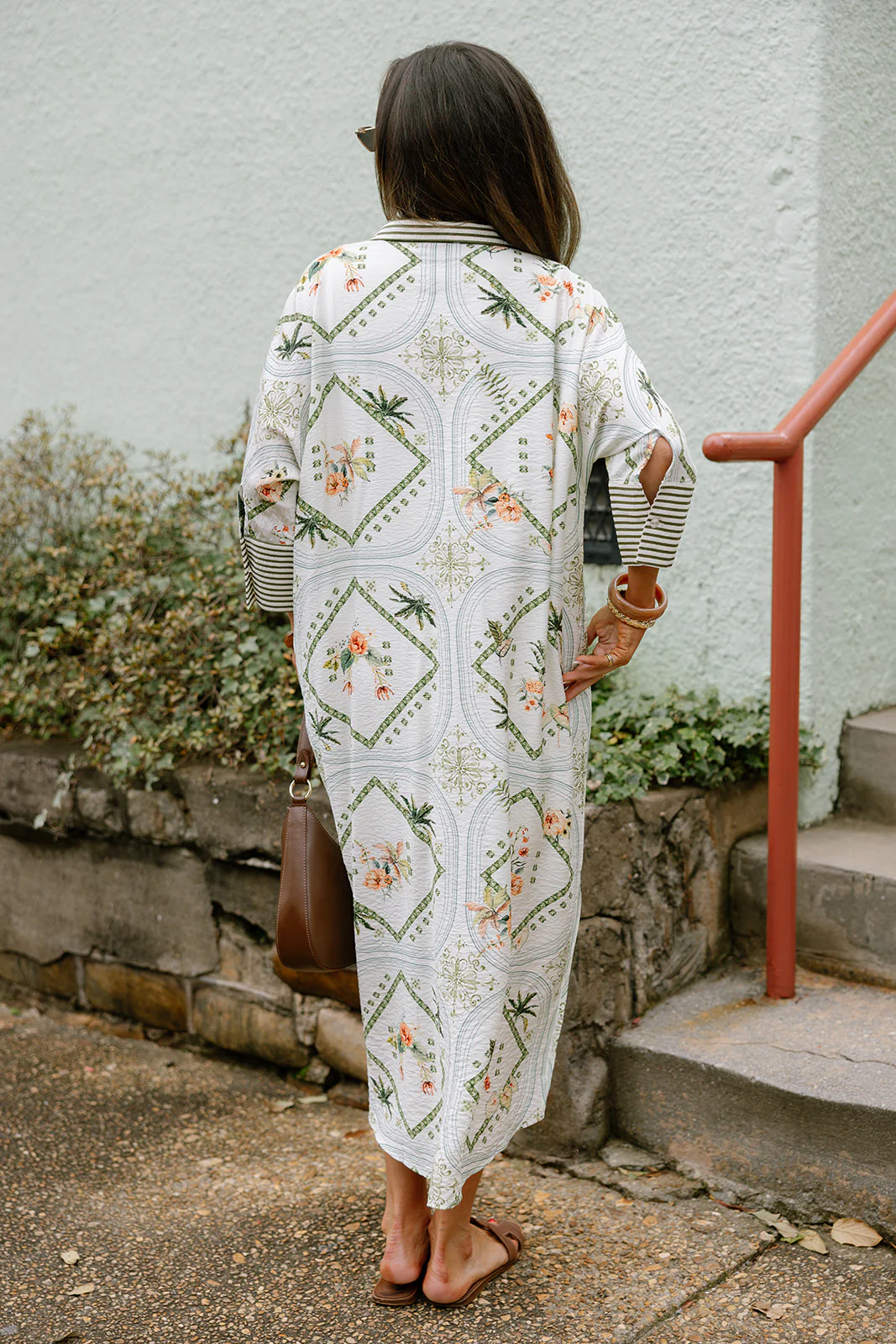 Daniela Olive & Cream Multi Tropical Midi Dress - Image 11