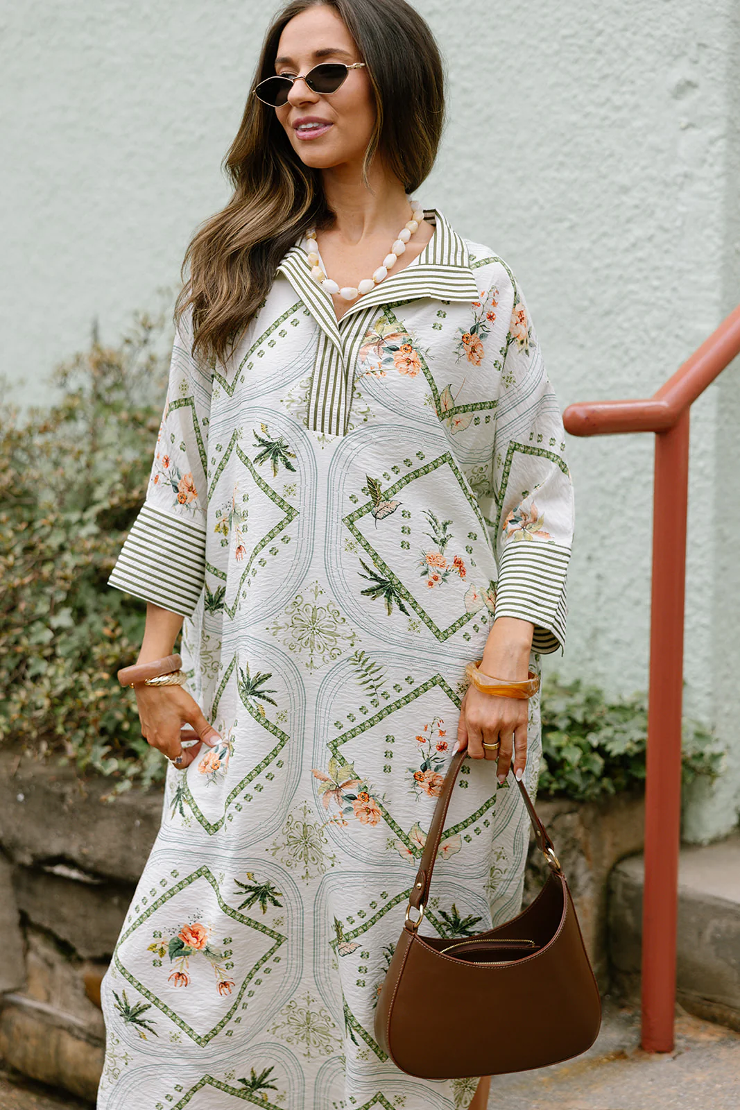 Daniela Olive & Cream Multi Tropical Midi Dress - Image 4