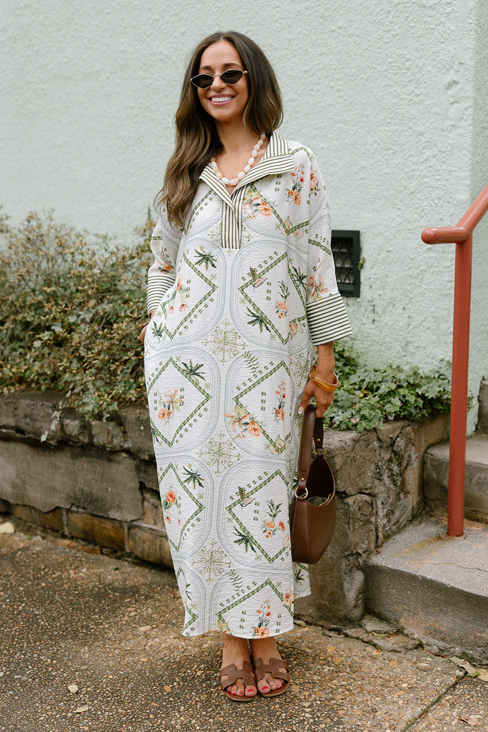 Daniela Olive & Cream Multi Tropical Midi Dress - Image 7
