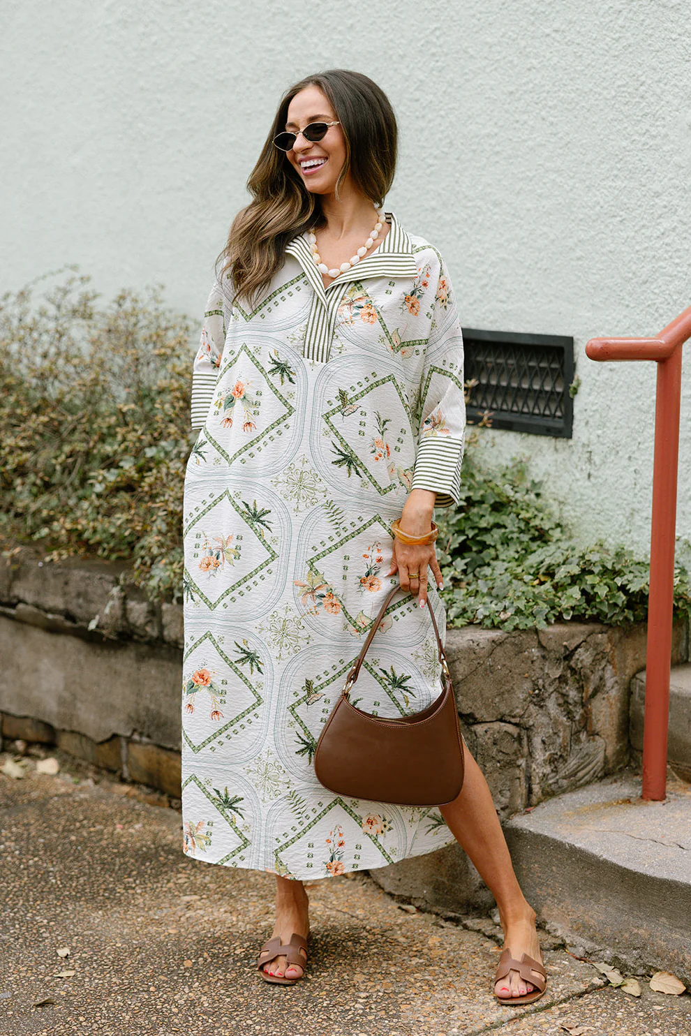 Daniela Olive & Cream Multi Tropical Midi Dress - Image 8