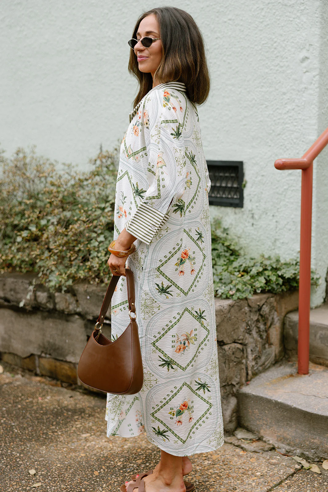 Daniela Olive & Cream Multi Tropical Midi Dress - Image 9