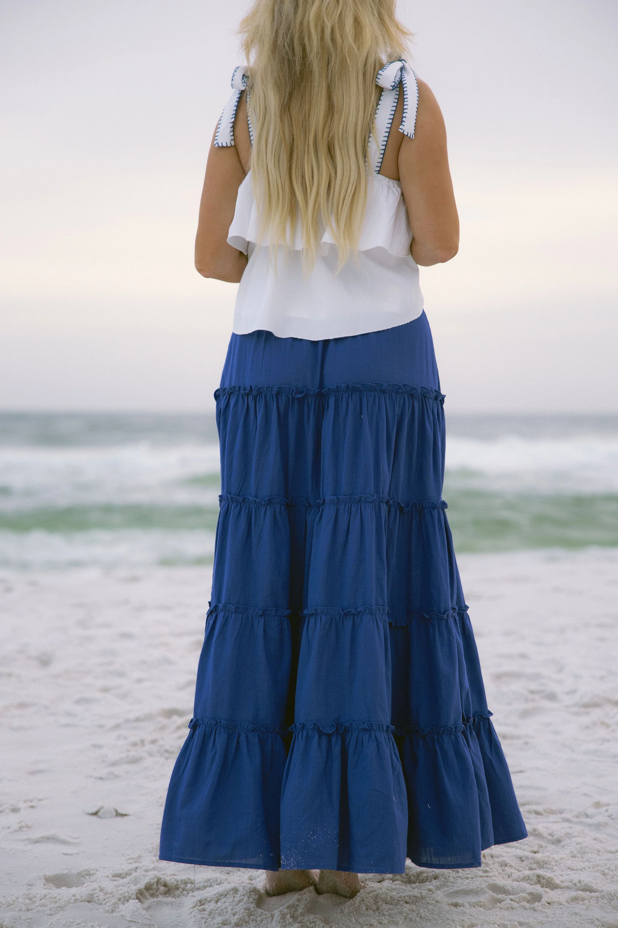 Danielle Blue Tiered Maxi Skirt - Image 5