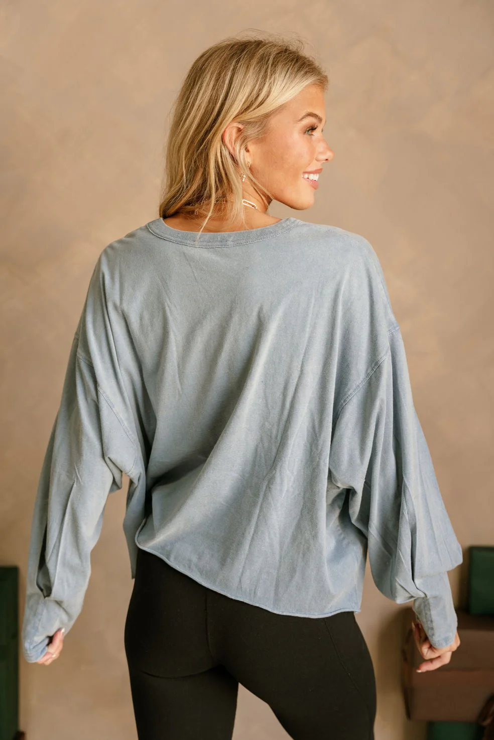 Danielle Washed Blue Cropped Tee - Image 4