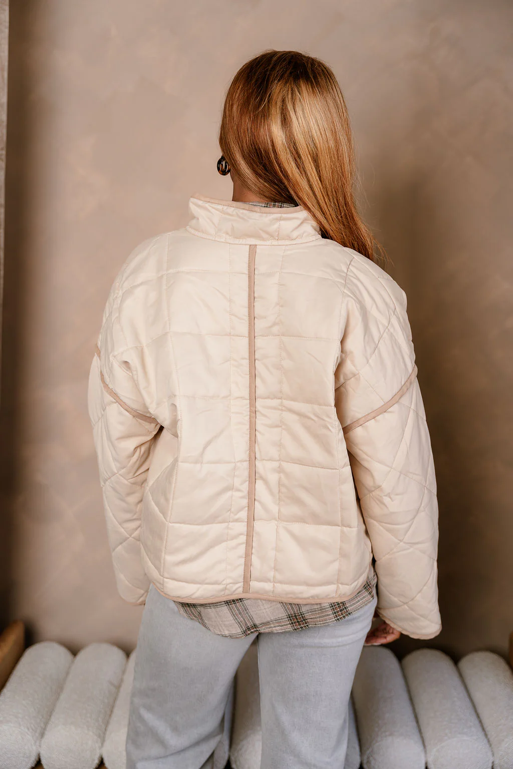 Danna Beige Quilt Puffer Jacket - Image 8