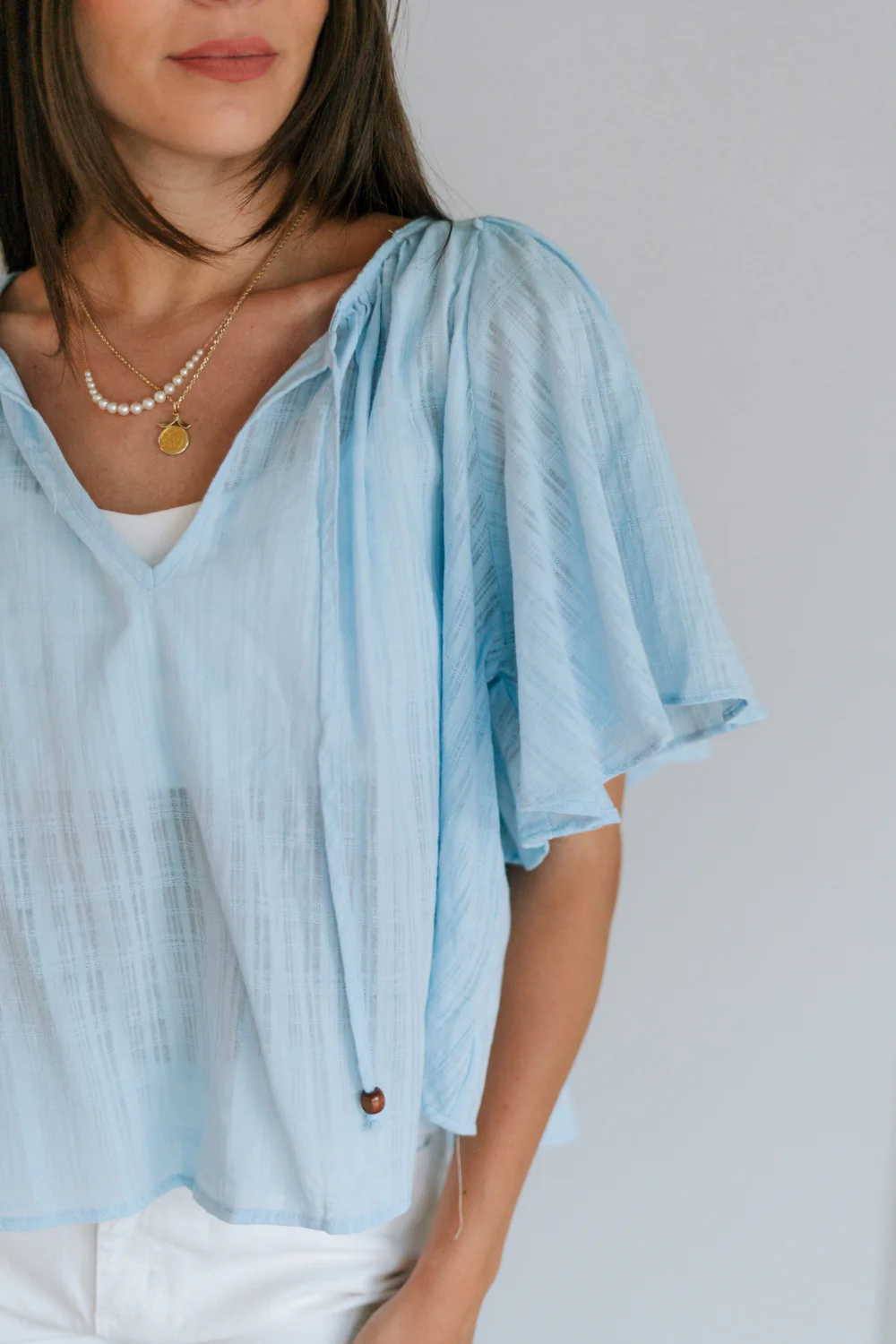 Danna Light Blue Short Sleeve Top - Image 2