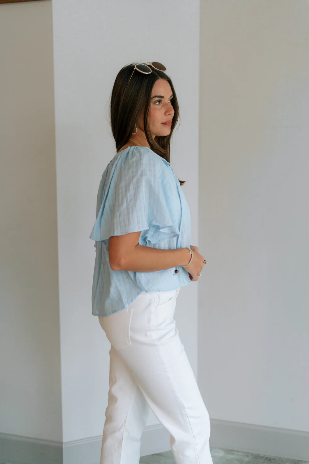 Danna Light Blue Short Sleeve Top - Image 5