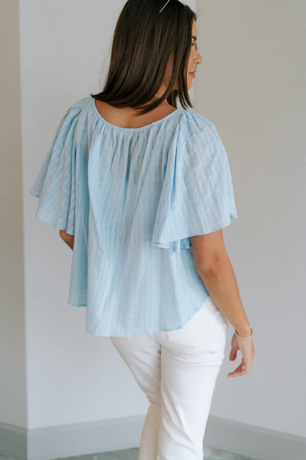 Danna Light Blue Short Sleeve Top - Image 6