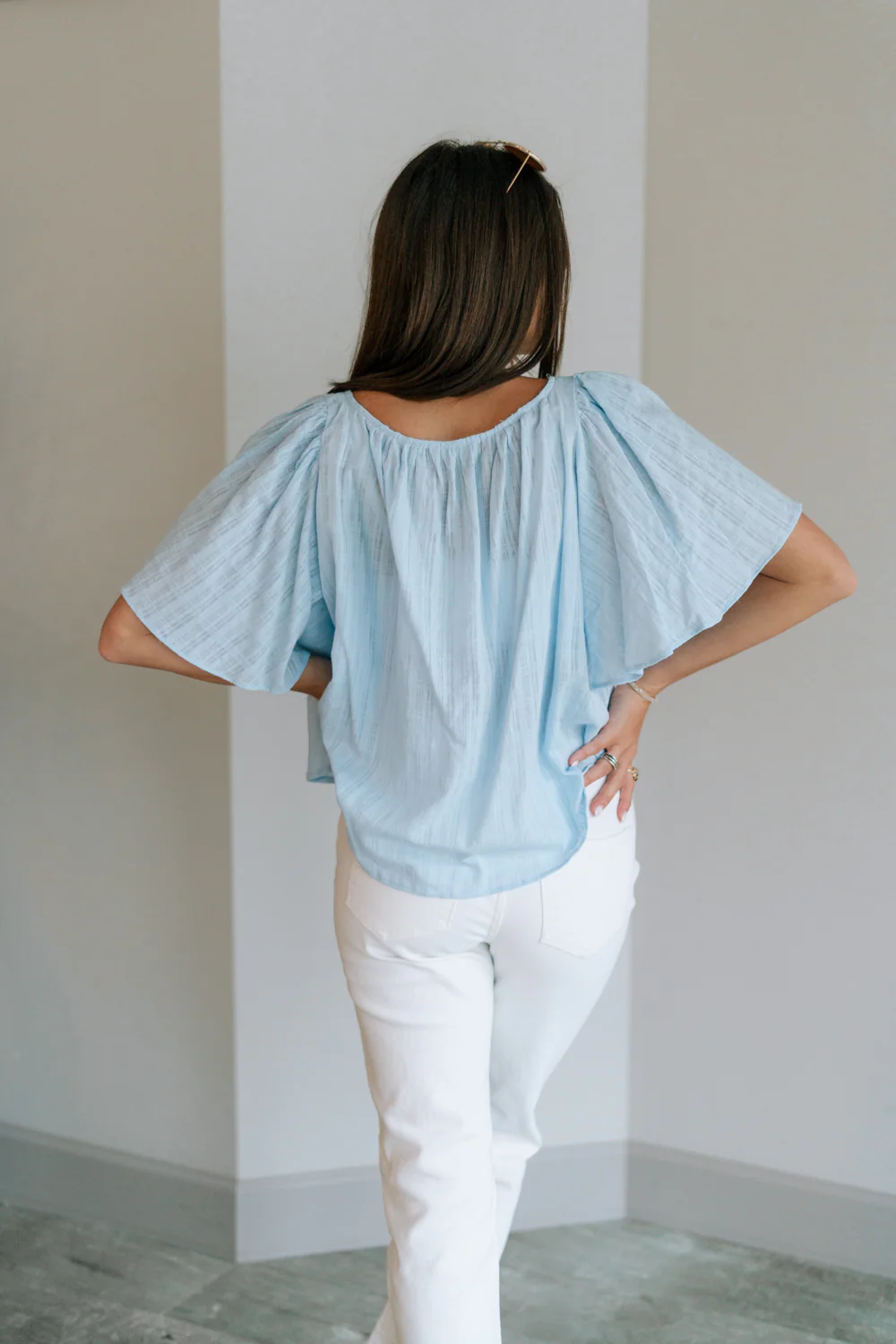 Danna Light Blue Short Sleeve Top - Image 7