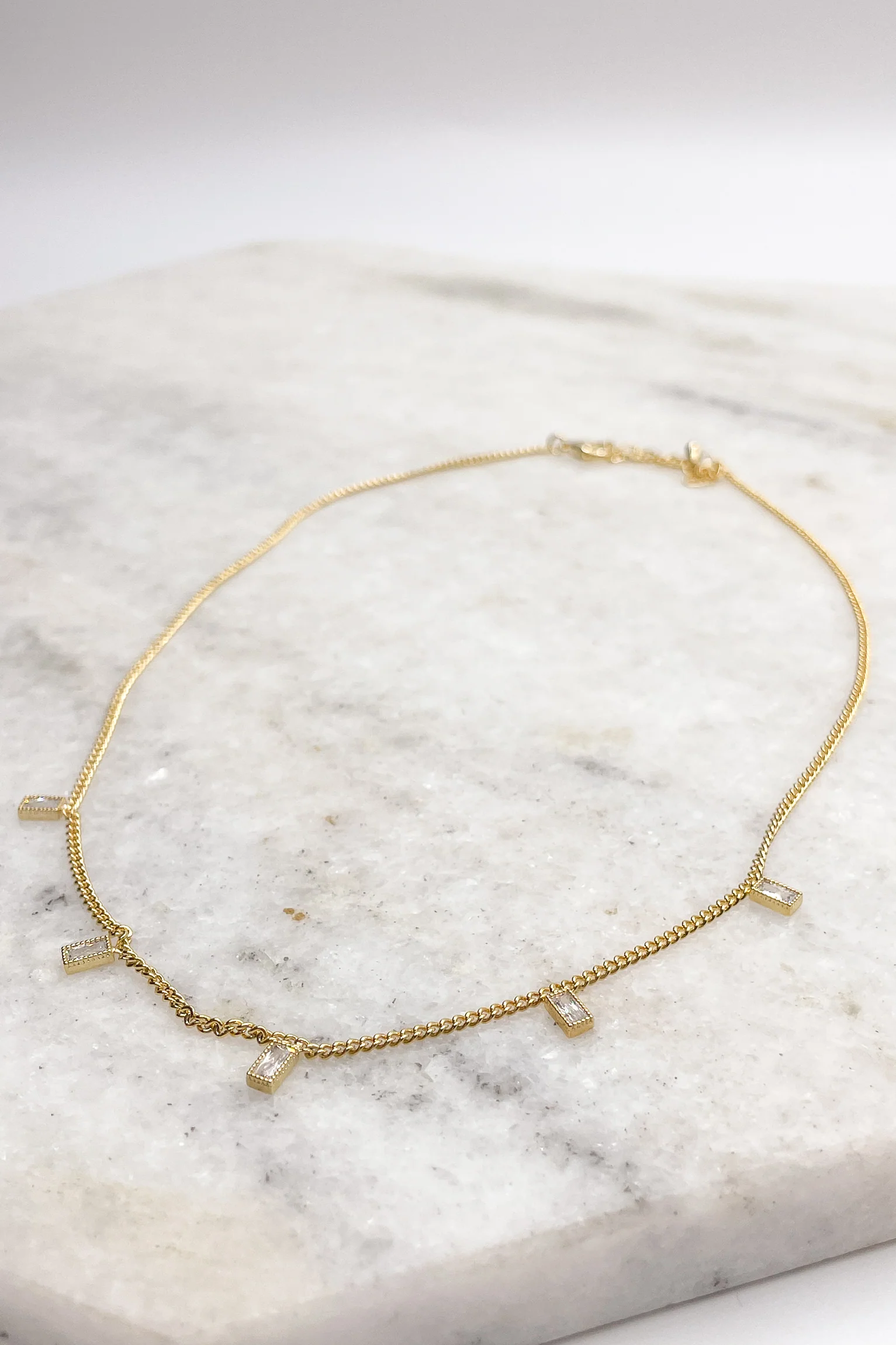 Daphne Gold Dipped Rhinestone Necklace - Image 2