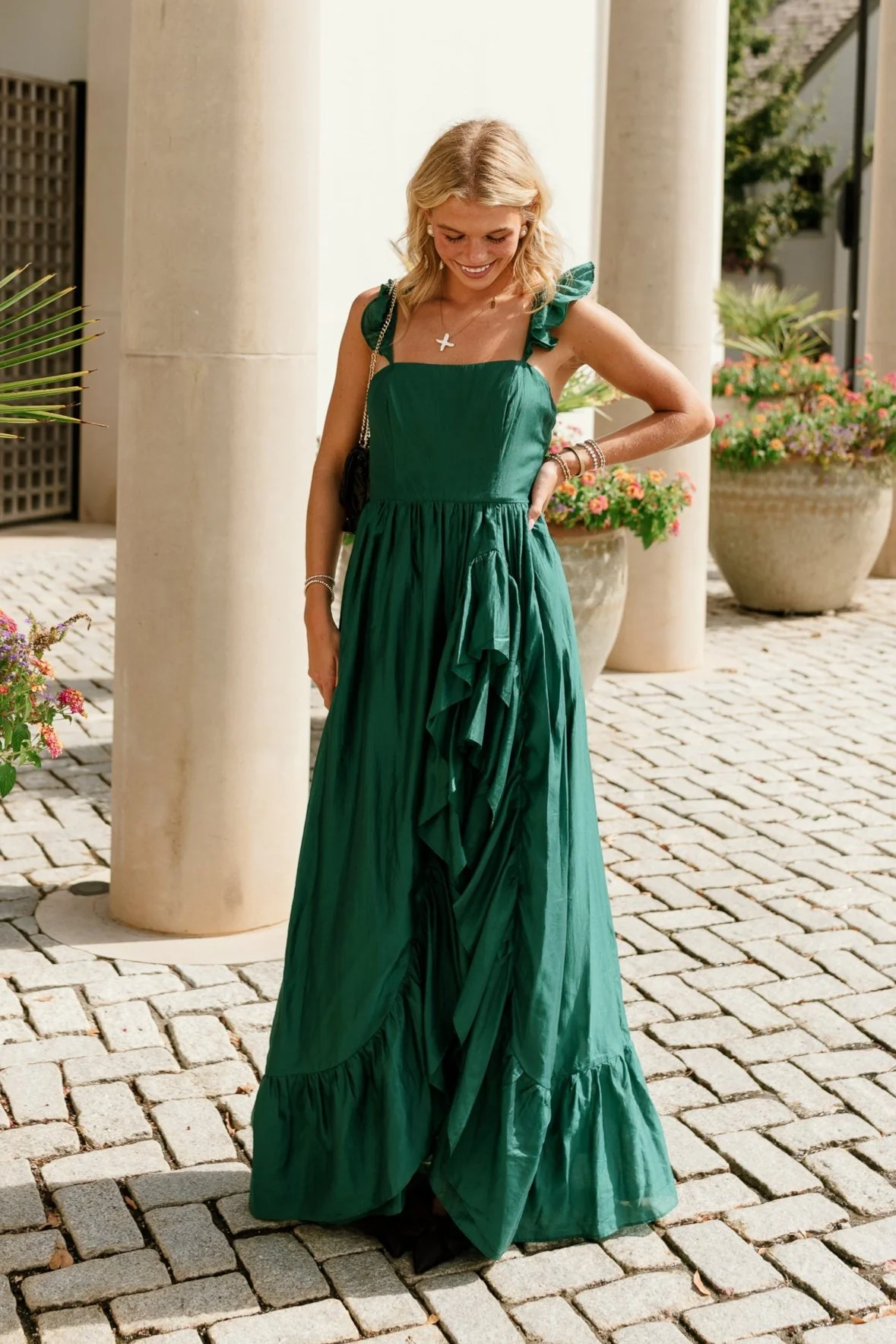 Daphne Green Ruffle Maxi Dress - Image 2