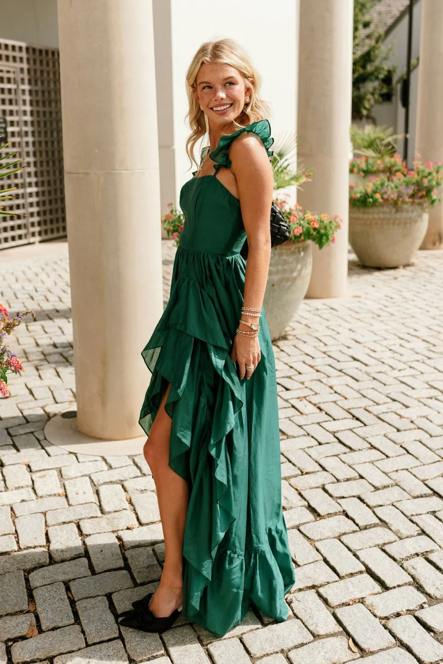 Daphne Green Ruffle Maxi Dress - Image 4