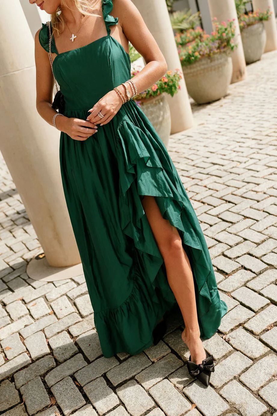 Daphne Green Ruffle Maxi Dress - Image 5
