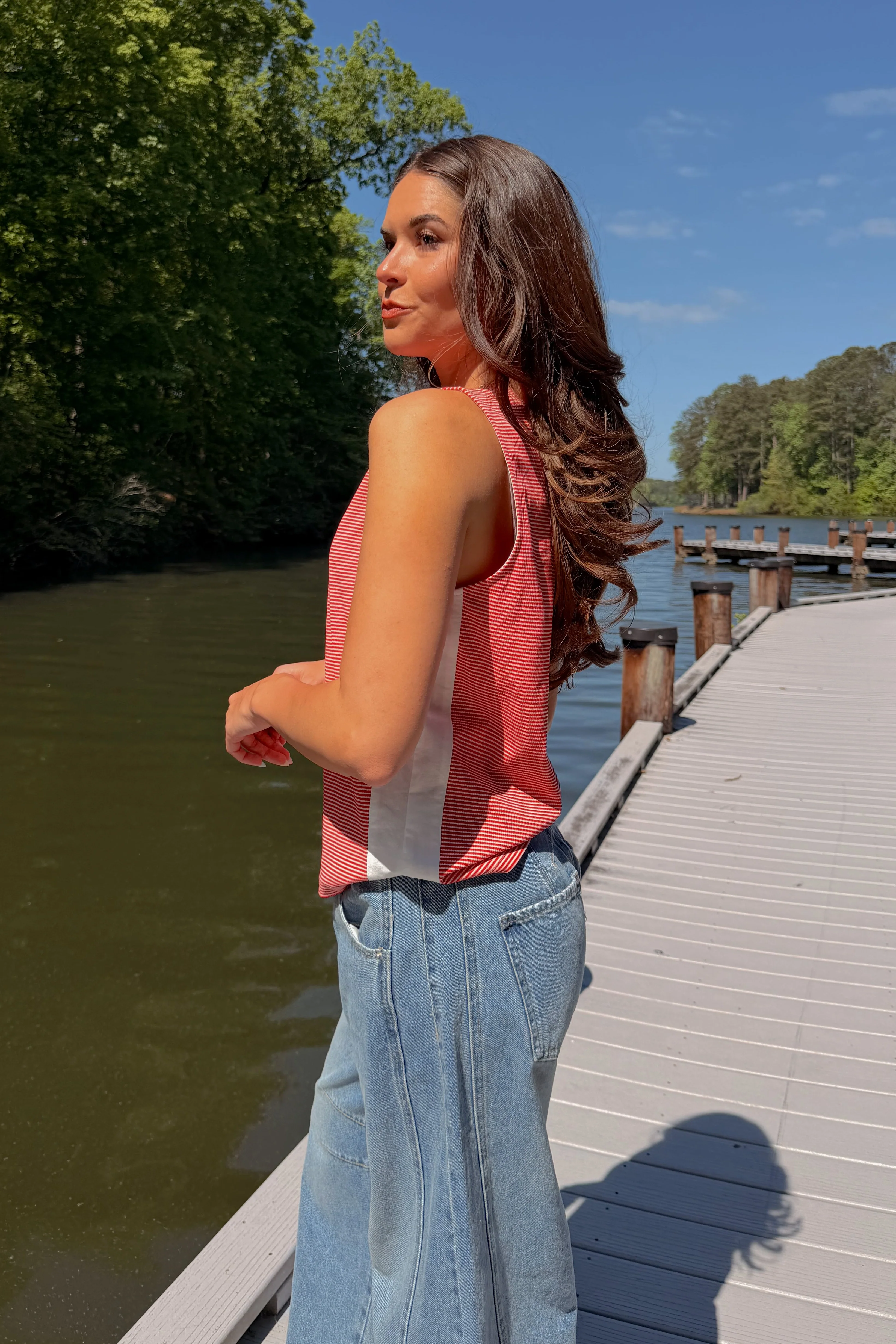 Daphne Red & White Stripe Tank - Image 6