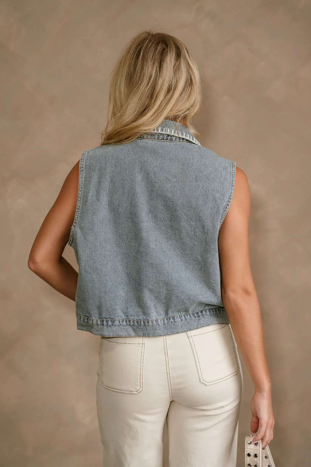 Daphne Washed Denim Button-Up Vest - Image 4