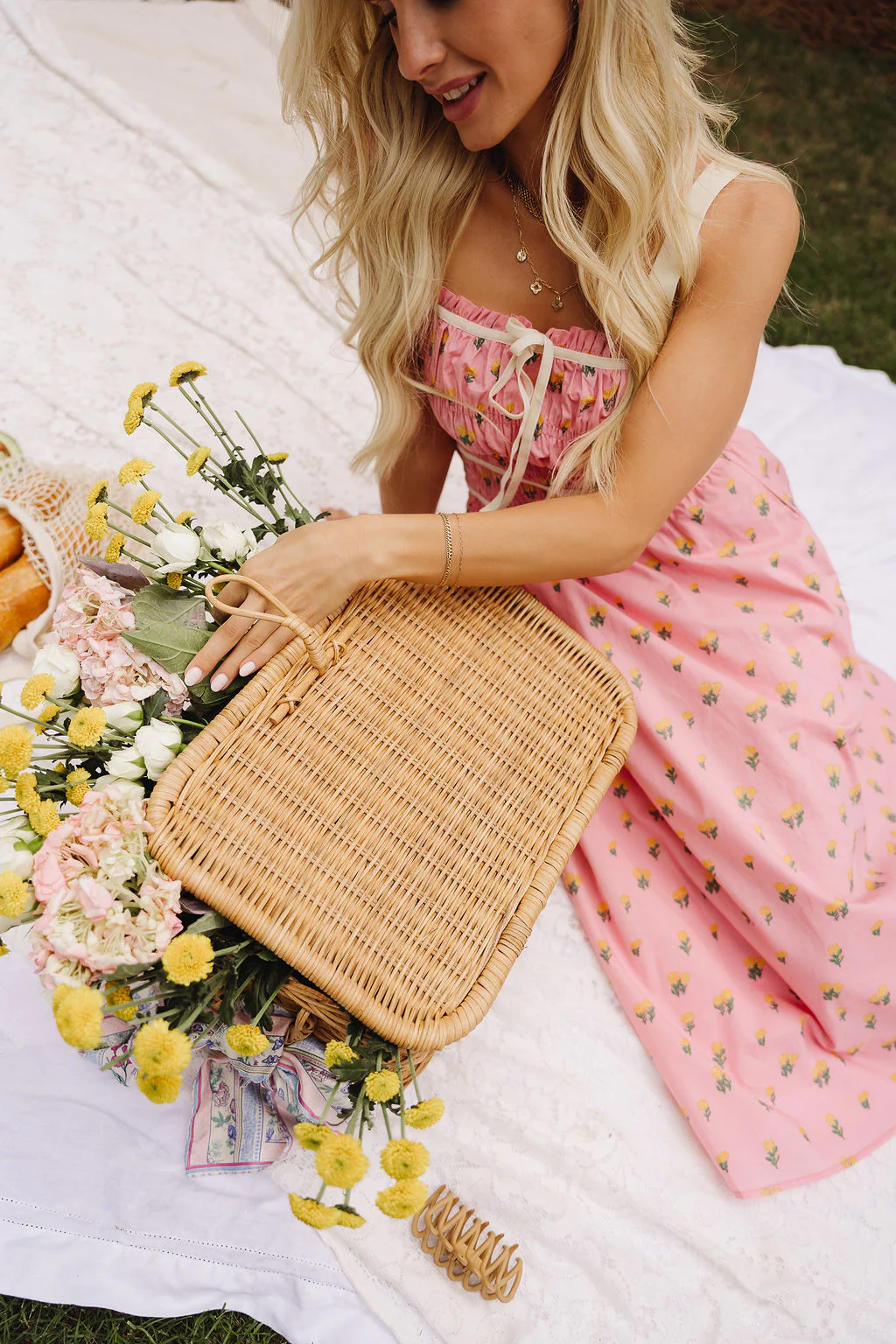 Daria Pink Floral Midi Dress