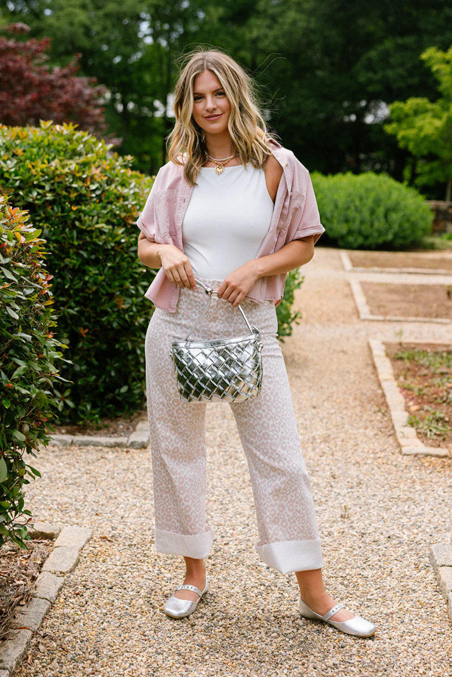 Davina Mauve Pink Leopard Wide Leg Pants