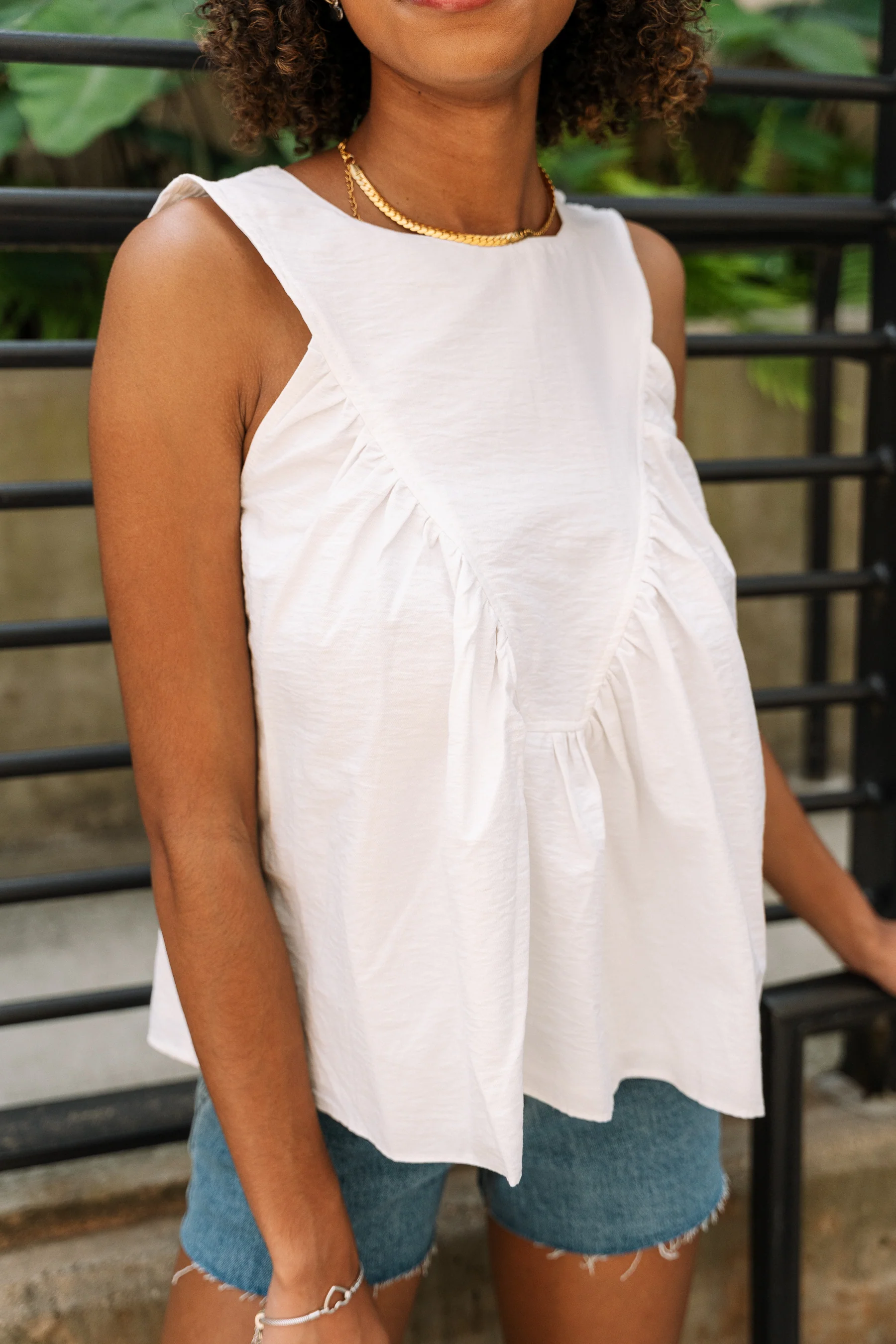 Davina White Peplum Tank - Image 3