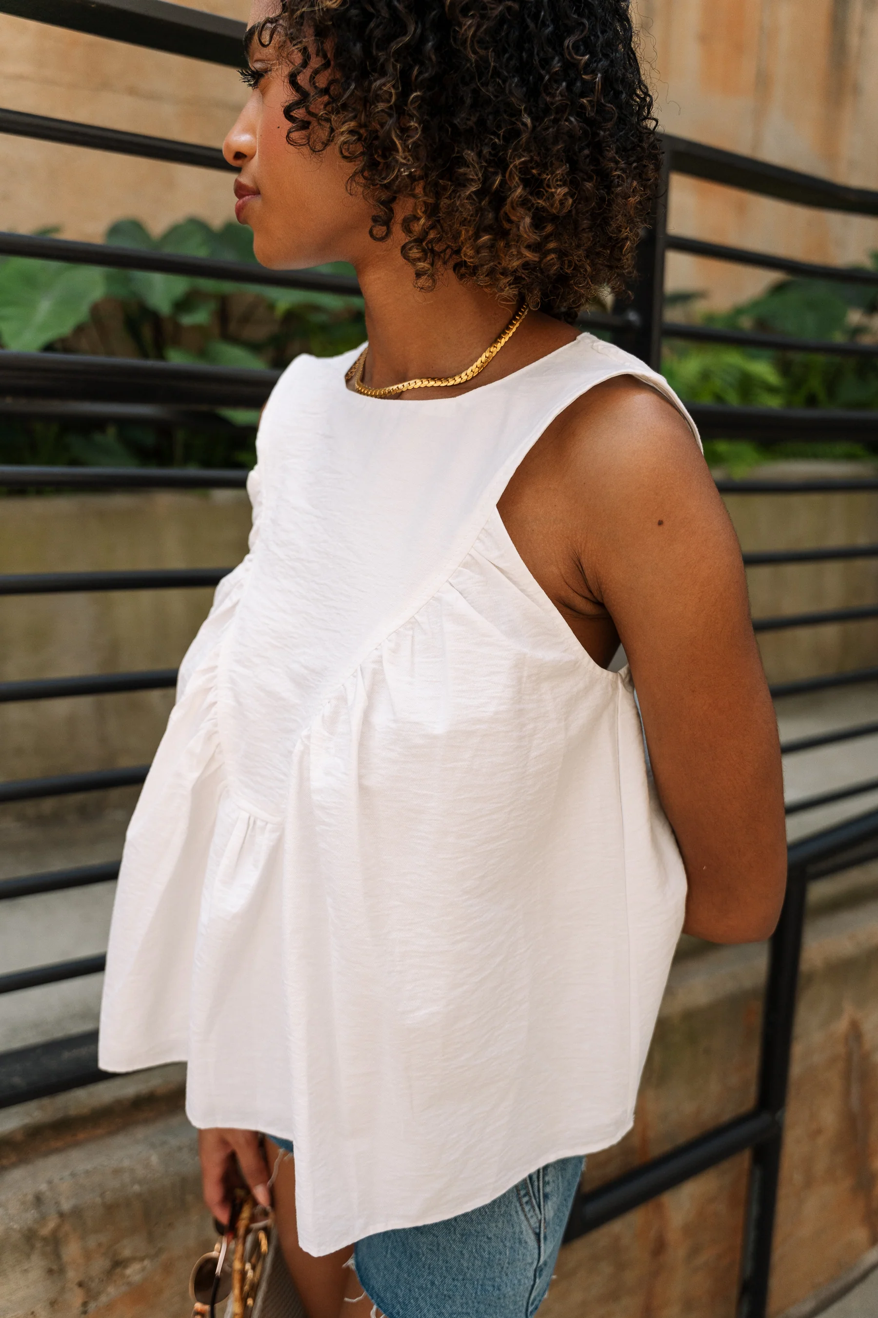 Davina White Peplum Tank - Image 4