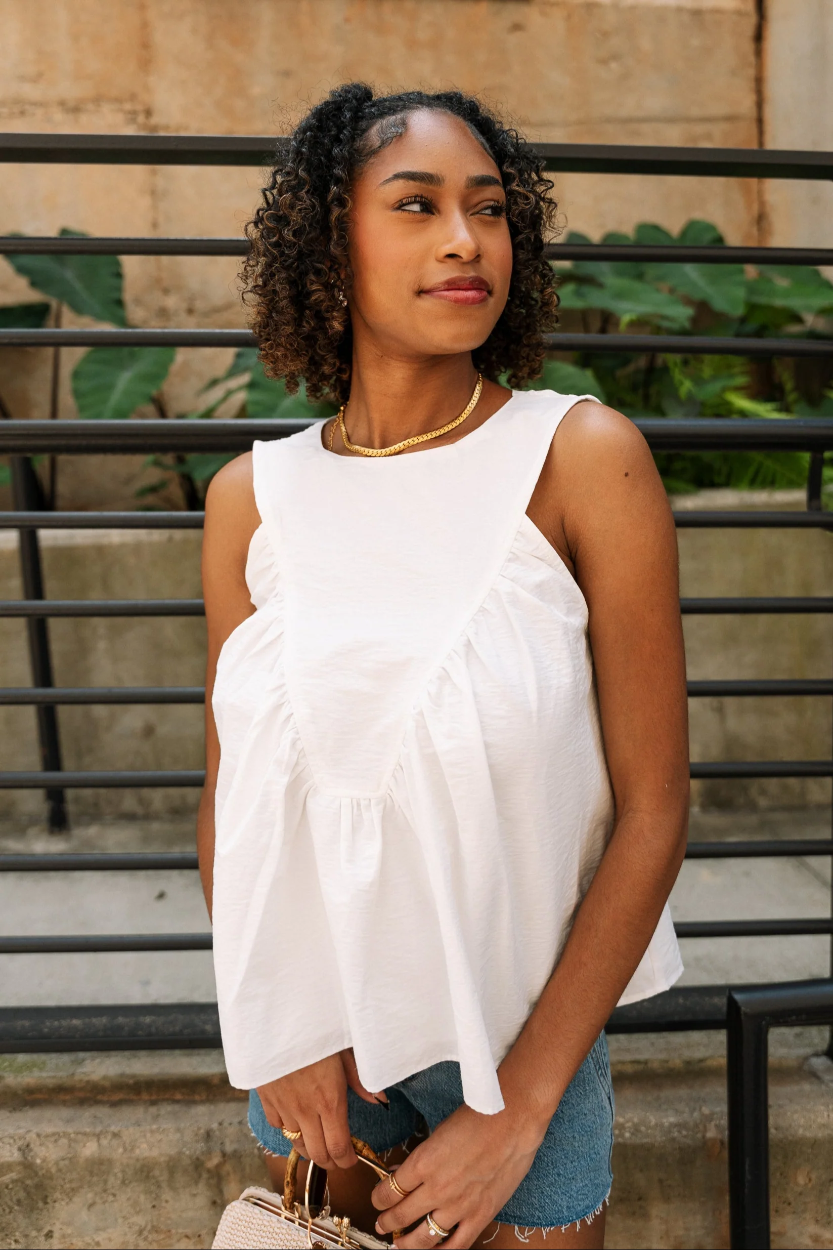 Davina White Peplum Tank - Image 5