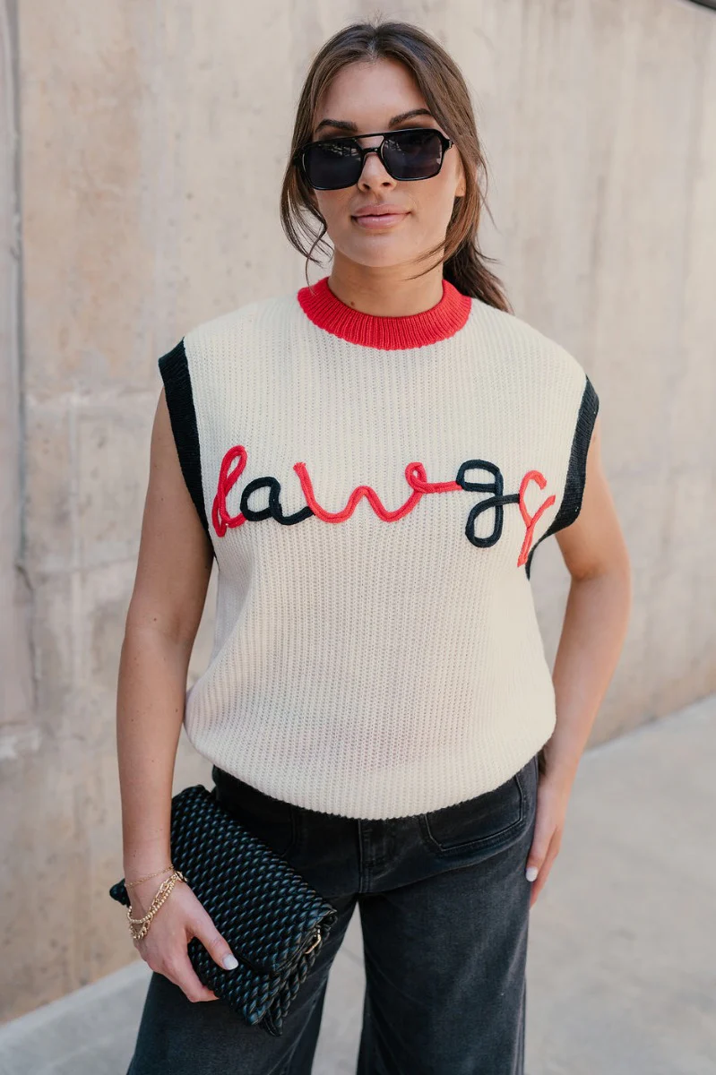 Dawgs Red & Black Sleeveless Sweater