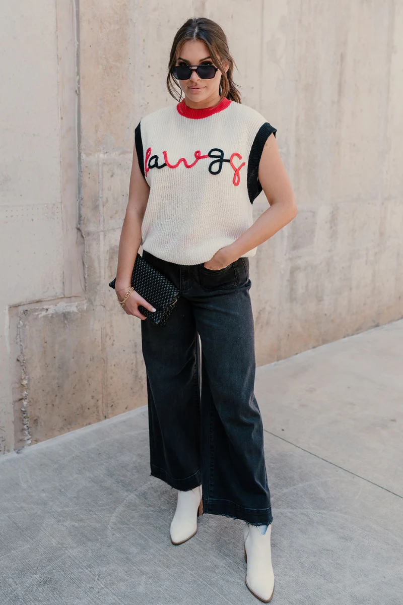 Dawgs Red & Black Sleeveless Sweater - Image 2