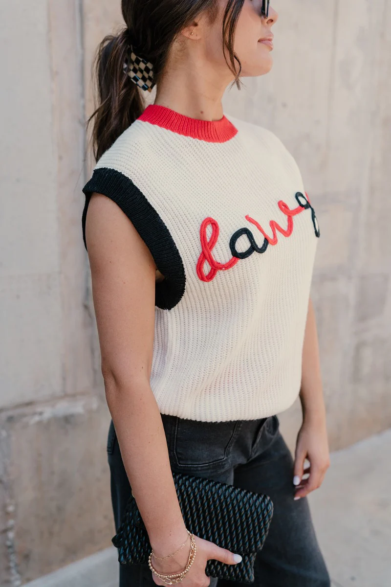 Dawgs Red & Black Sleeveless Sweater - Image 4
