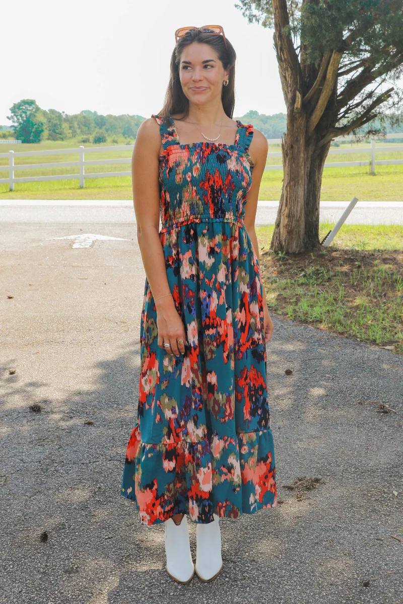 Daydreamer Midi Dress in Hunter Green