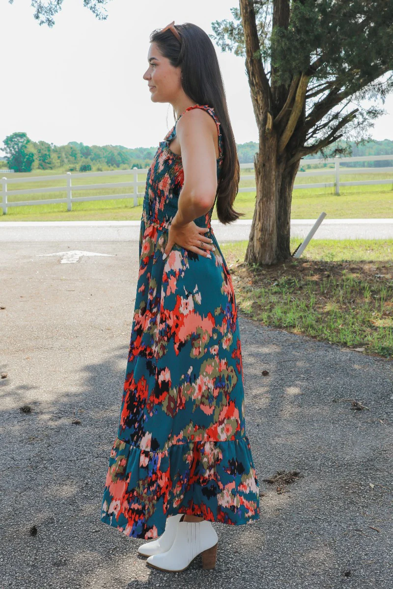 Daydreamer Midi Dress in Hunter Green - Image 4