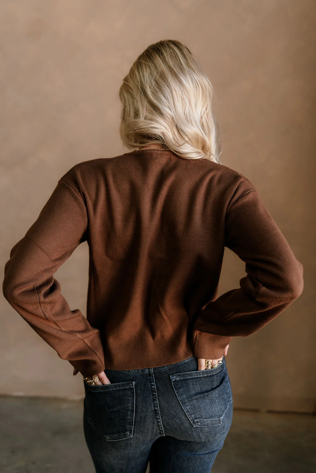 Delaney Brown & Gold Button-Up Pocket Cardigan - Image 8