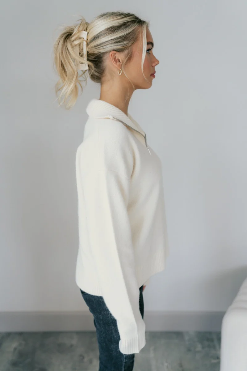 Delaney Cream Quarter-Zip Sweater - Image 4