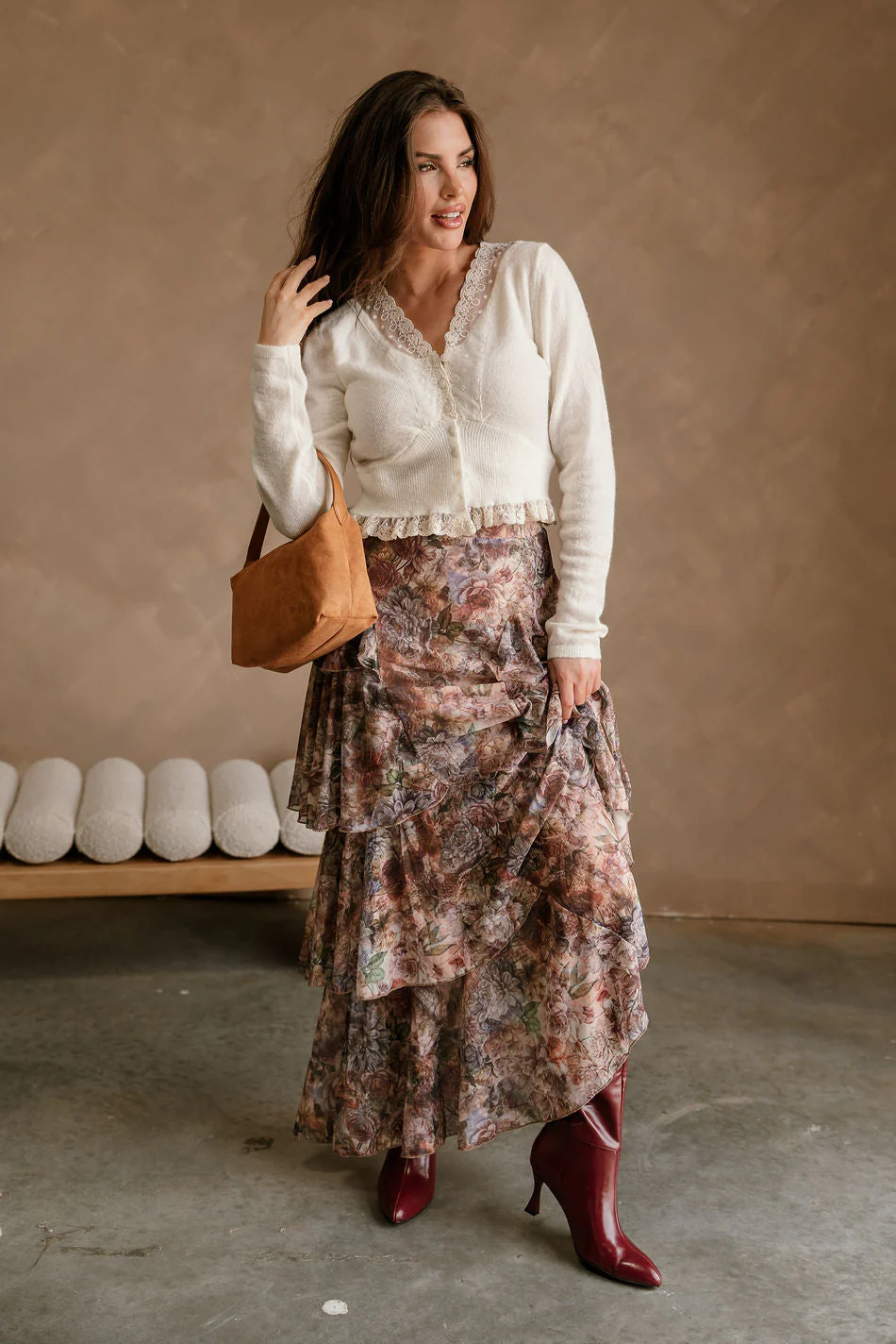 Delilah Multi Floral Tiered Maxi Skirt