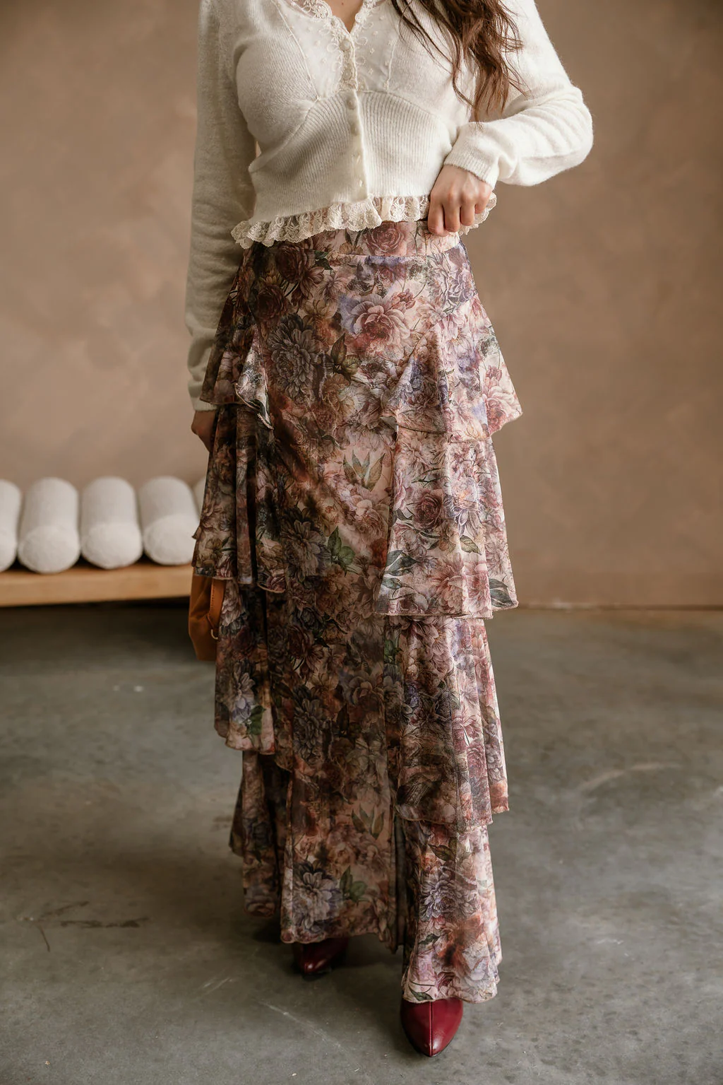 Delilah Multi Floral Tiered Maxi Skirt - Image 2