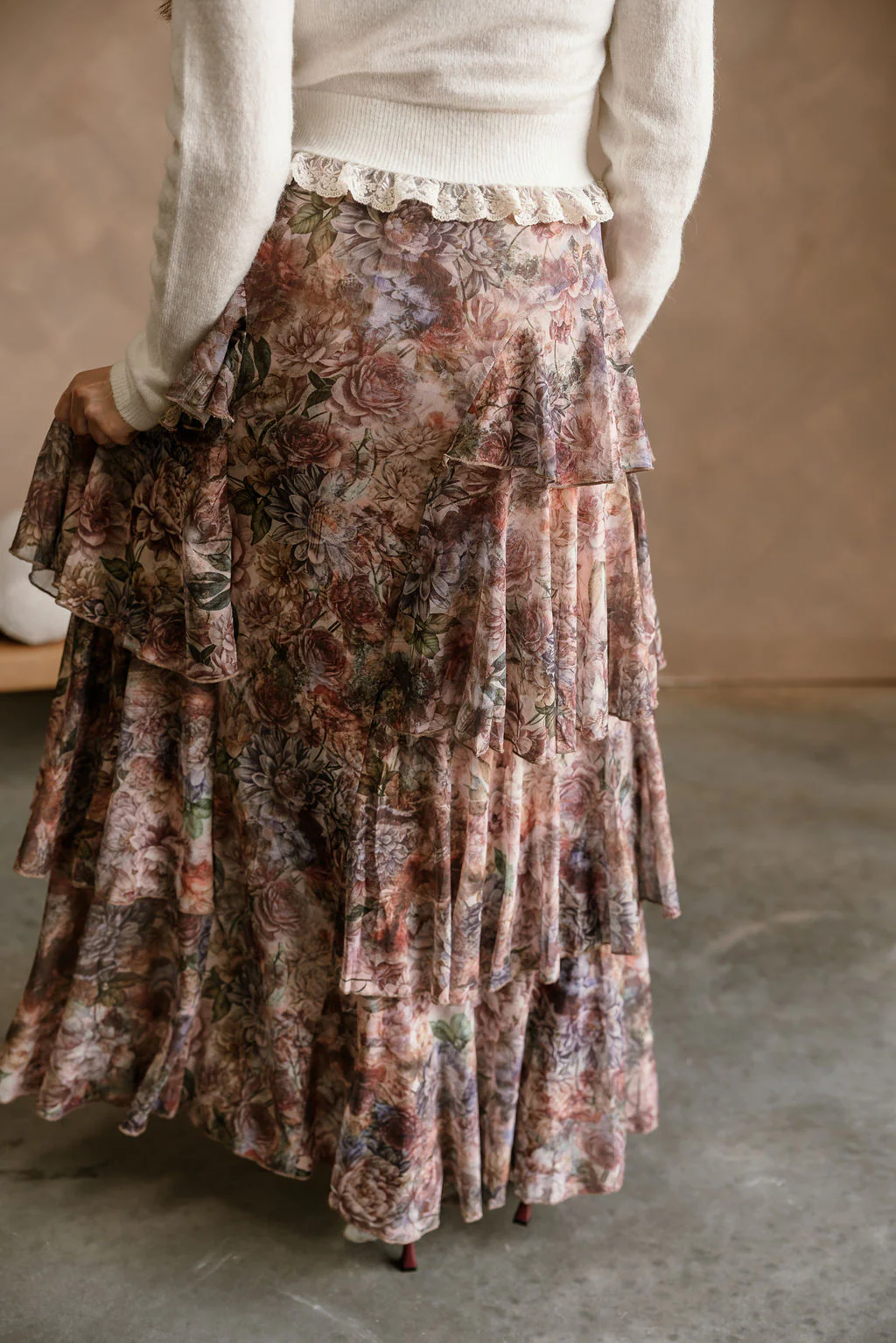 Delilah Multi Floral Tiered Maxi Skirt - Image 4
