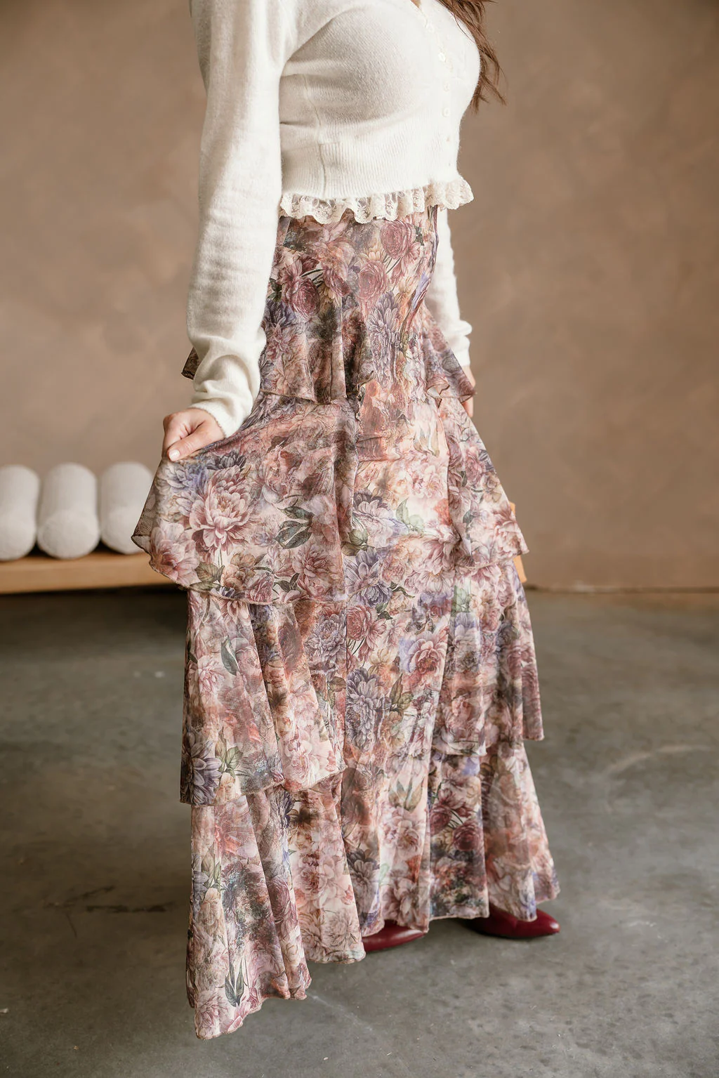 Delilah Multi Floral Tiered Maxi Skirt - Image 9