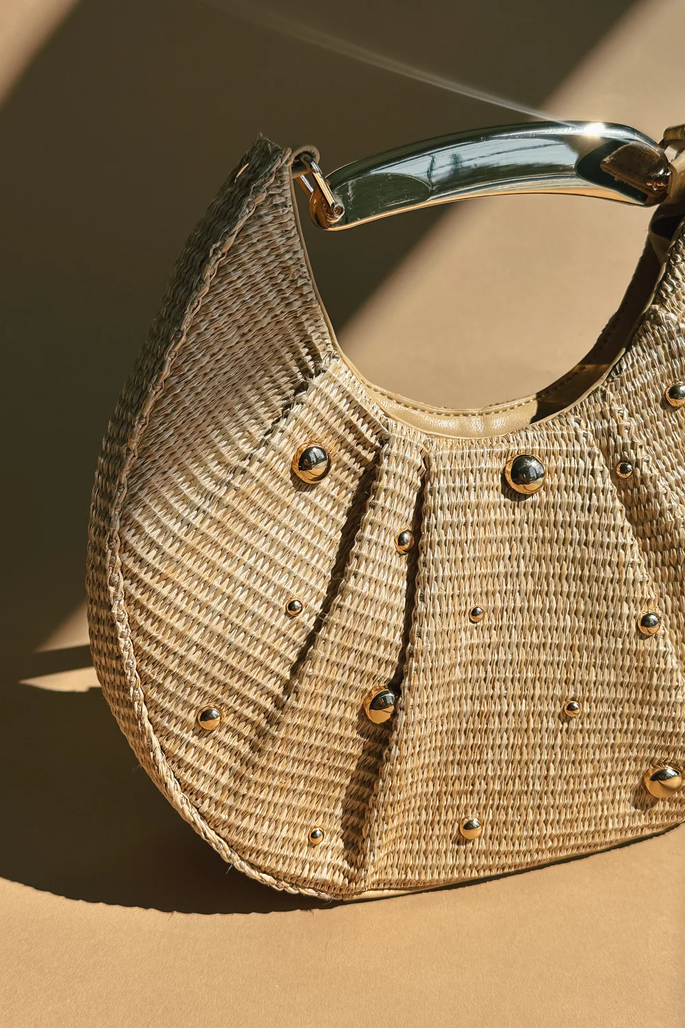 Delilah Natural Woven & Gold Embellished Purse - Image 10