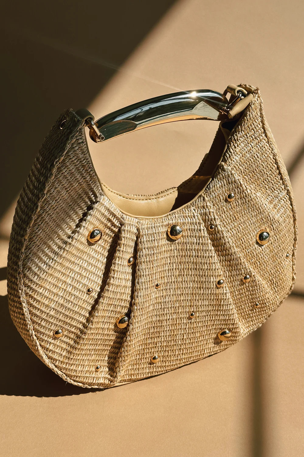 Delilah Natural Woven & Gold Embellished Purse - Image 12