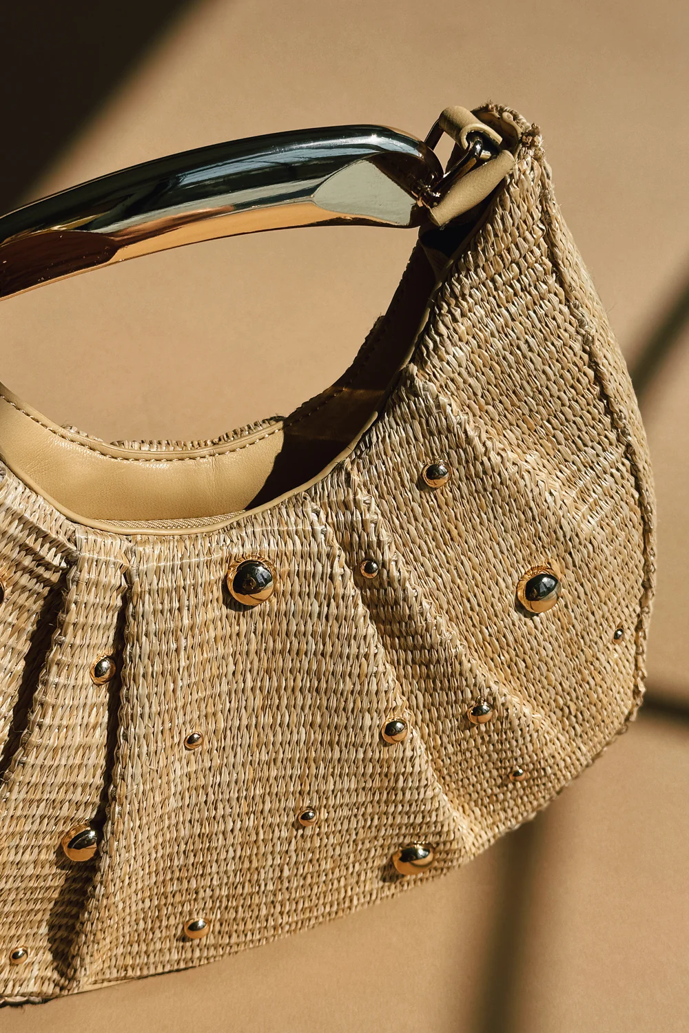Delilah Natural Woven & Gold Embellished Purse - Image 13
