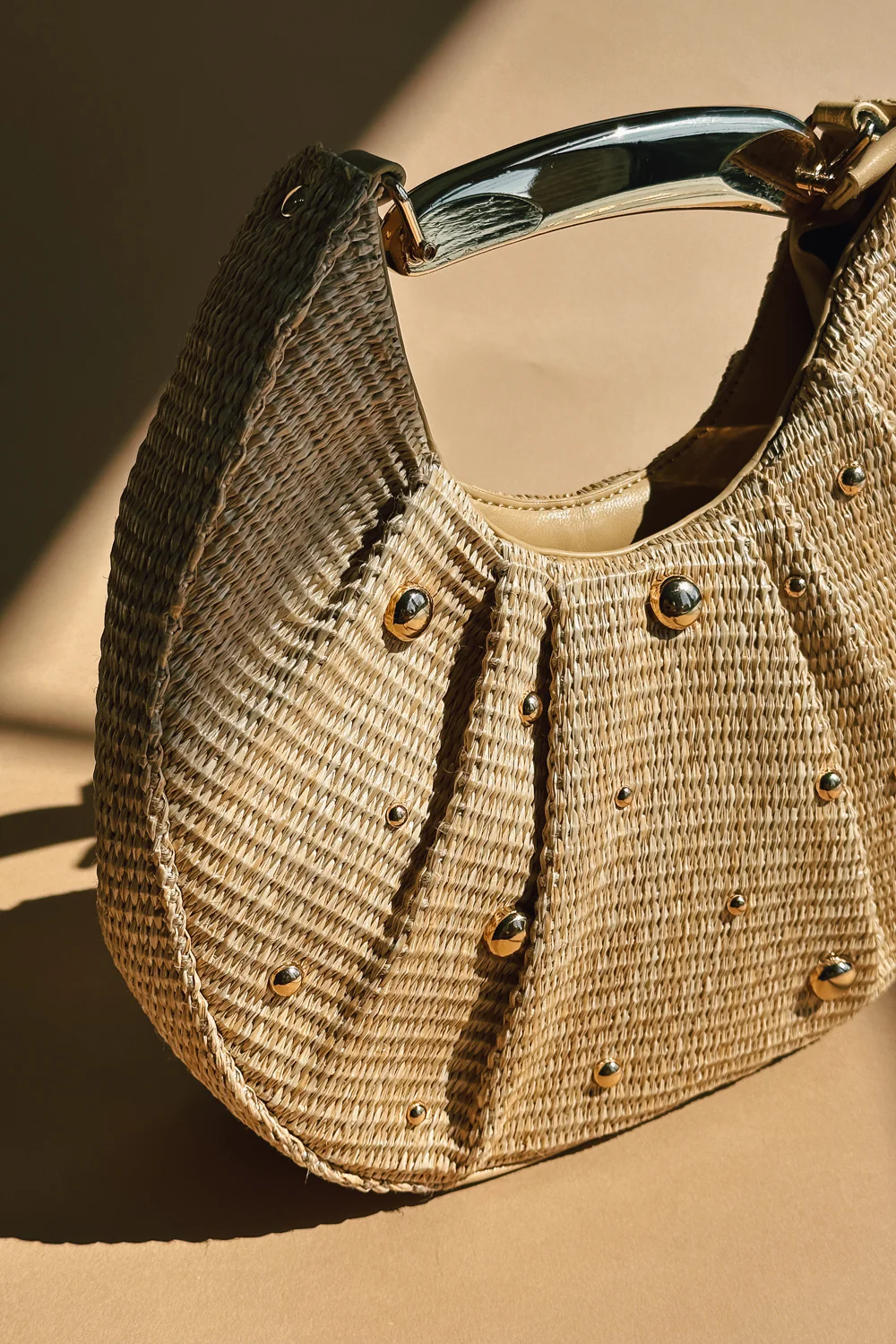 Delilah Natural Woven & Gold Embellished Purse - Image 14