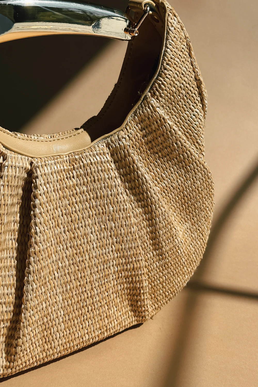 Delilah Natural Woven & Gold Embellished Purse - Image 15