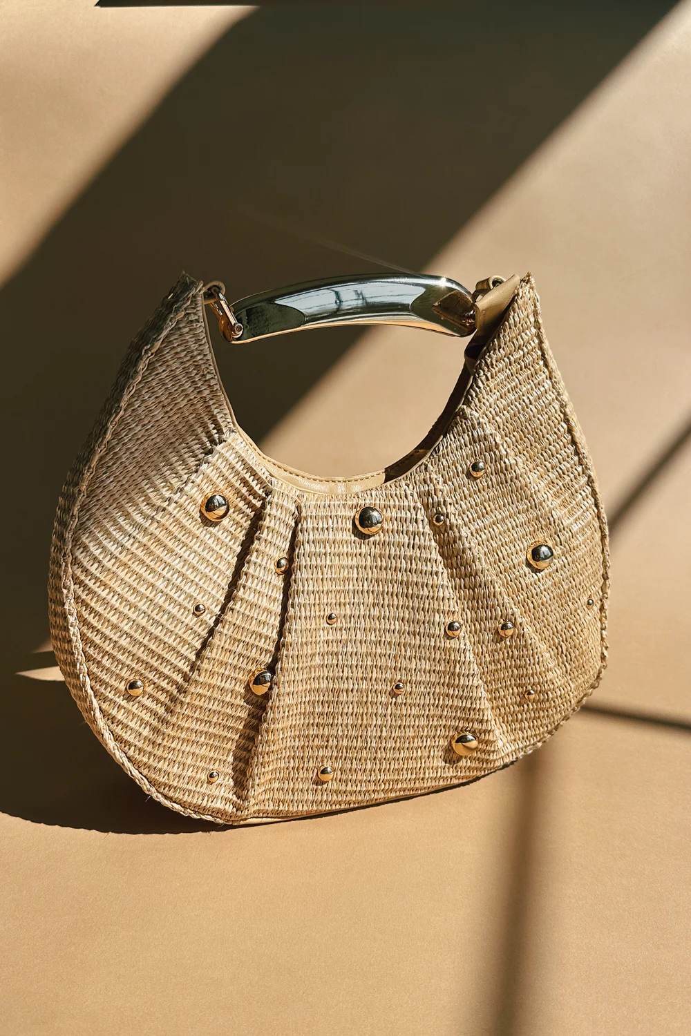 Delilah Natural Woven & Gold Embellished Purse - Image 16
