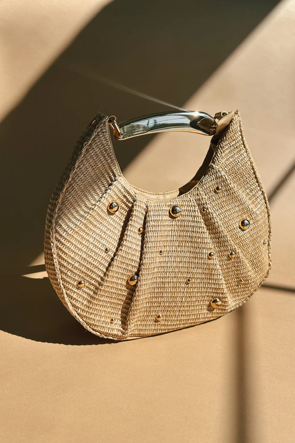 Delilah Natural Woven & Gold Embellished Purse - Image 2