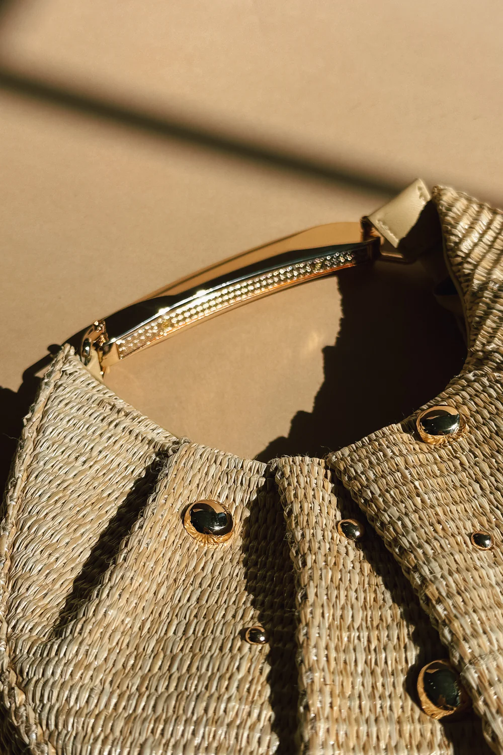 Delilah Natural Woven & Gold Embellished Purse - Image 5