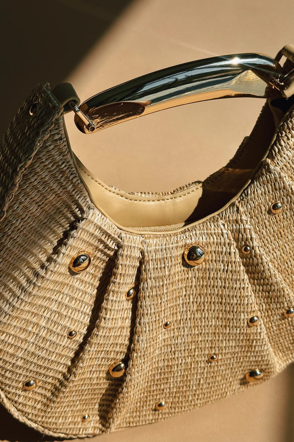 Delilah Natural Woven & Gold Embellished Purse - Image 7