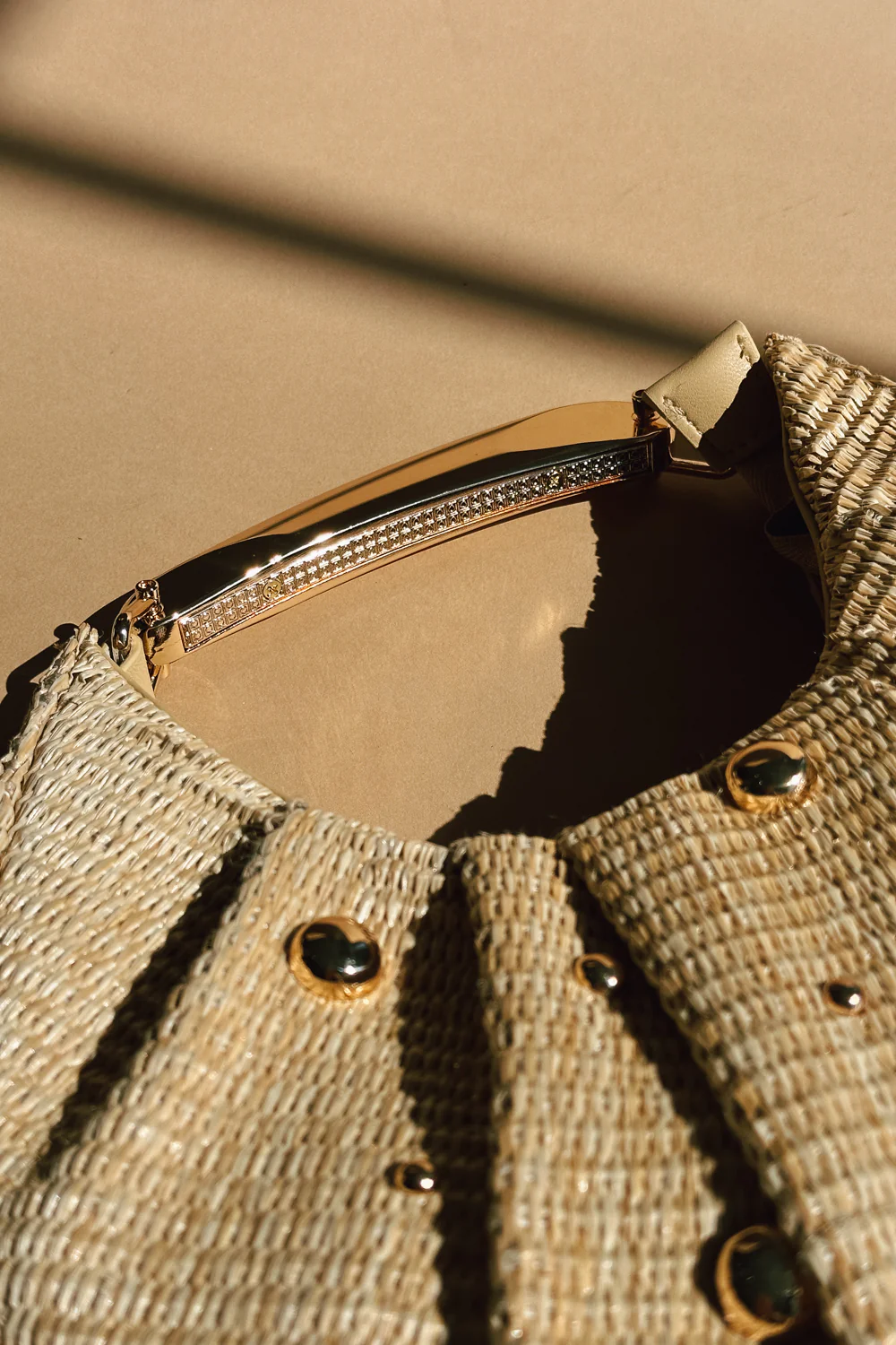 Delilah Natural Woven & Gold Embellished Purse - Image 9
