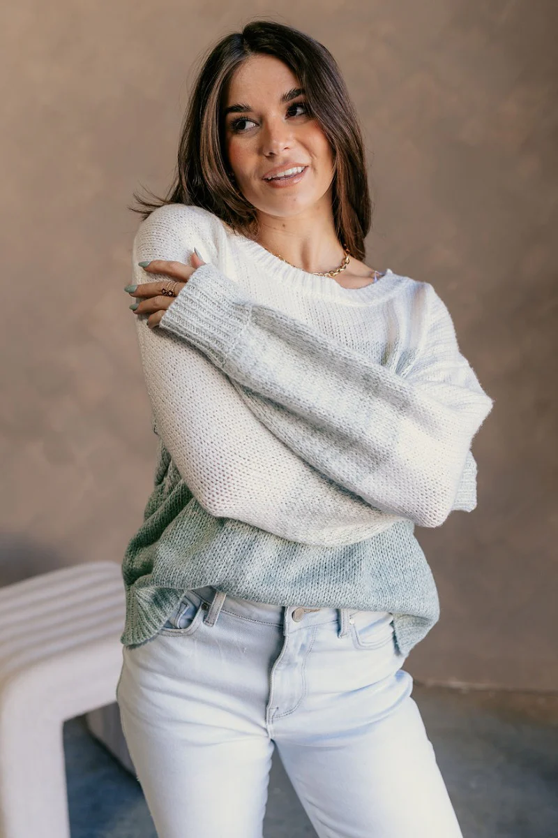 Delilah Sage & White Long Sleeve Sweater - Image 5