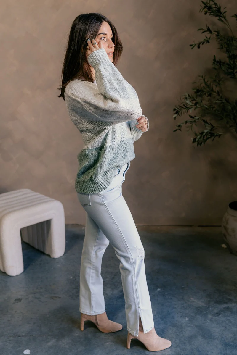 Delilah Sage & White Long Sleeve Sweater - Image 7